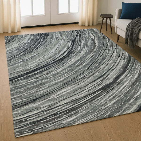 HomeRoots 9' X 12' Abstract Taupe and Gray Area Rug - Washable, UV Protected, Soft, Durable for High-Traffic Areas 717637