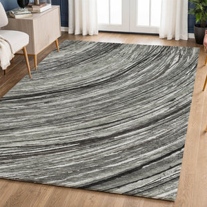 HomeRoots 9' X 12' Abstract Taupe and Gray Area Rug - Washable, UV Protected, Soft, Durable for High-Traffic Areas 717637