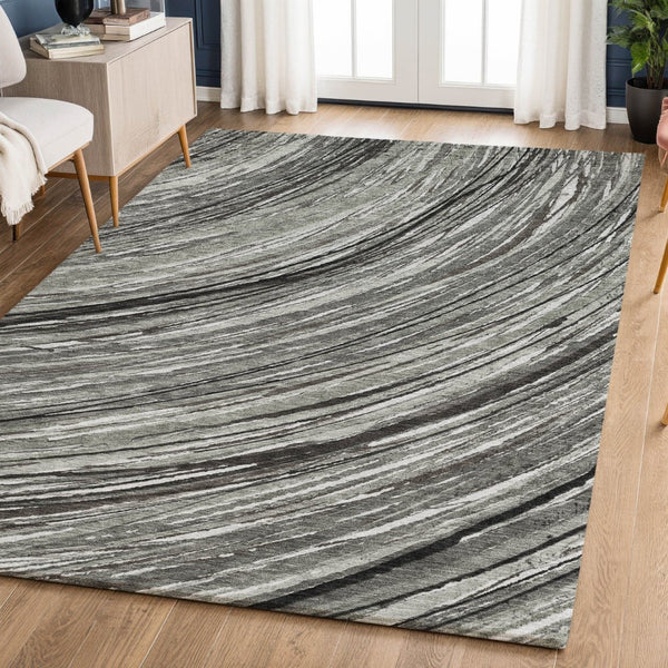 HomeRoots 9' X 12' Abstract Taupe and Gray Area Rug - Washable, UV Protected, Soft, Durable for High-Traffic Areas 717637