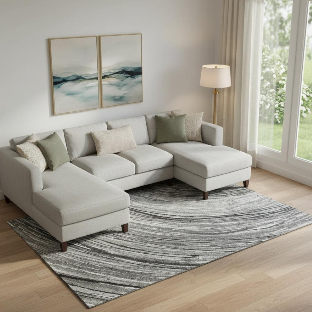 HomeRoots 10' X 14' Taupe & Gray Abstract Area Rug – Washable, UV-Protected, Durable for High-Traffic Spaces 717638
