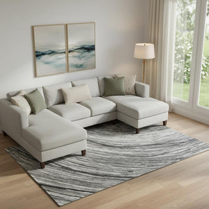 HomeRoots 10' X 14' Taupe & Gray Abstract Area Rug – Washable, UV-Protected, Durable for High-Traffic Spaces 717638