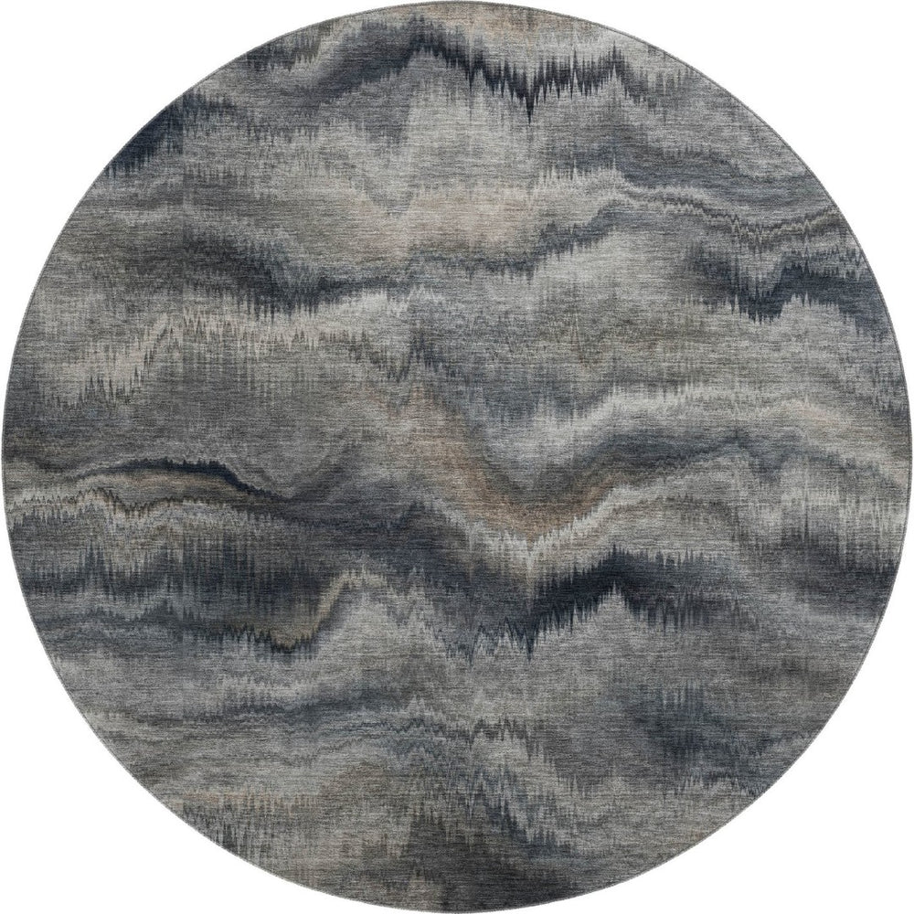 HomeRoots 8' X 10' Gray and Silver Abstract Area Rug - Machine Washable, UV Protected, Ideal for Busy Homes 717642