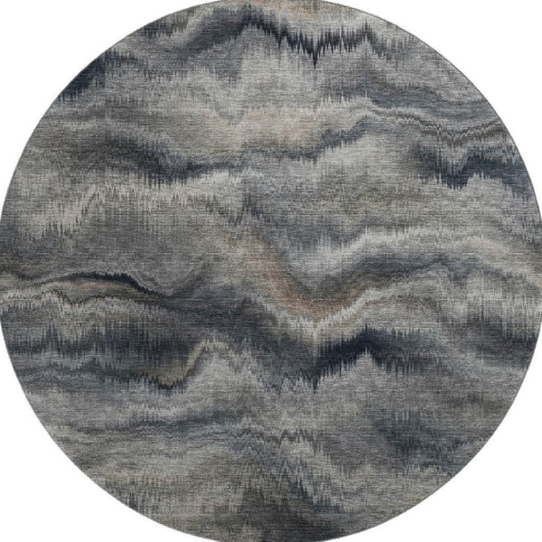 HomeRoots 8' X 10' Gray and Silver Abstract Area Rug - Machine Washable, UV Protected, Ideal for Busy Homes 717642