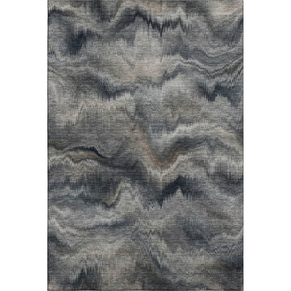 HomeRoots 9' X 12' Gray & Silver Abstract Washable Area Rug - UV Protected, Soft, Durable & Stain Resistant 717643