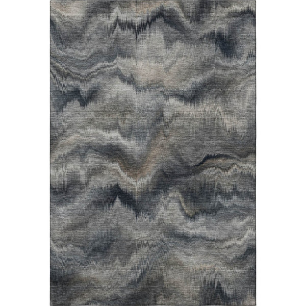 HomeRoots 9' X 12' Gray & Silver Abstract Washable Area Rug - UV Protected, Soft, Durable & Stain Resistant 717643