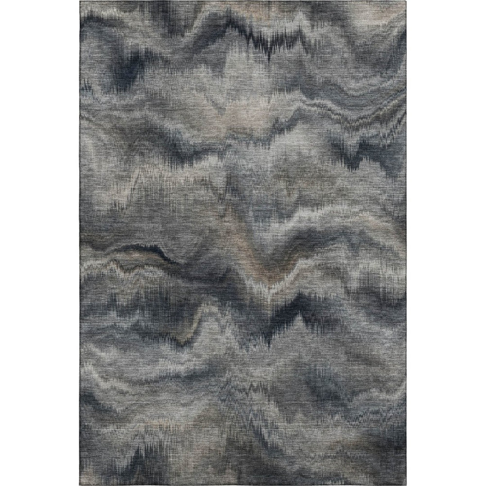 HomeRoots 10' X 14' Gray & Silver Abstract Washable Area Rug - Stain Resistant, UV Protected, Durable Comfort 717644