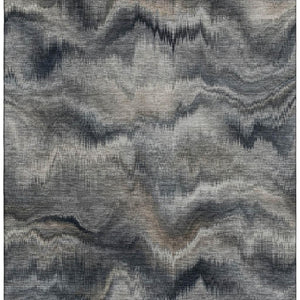 HomeRoots 10' X 14' Gray & Silver Abstract Washable Area Rug - Stain Resistant, UV Protected, Durable Comfort 717644