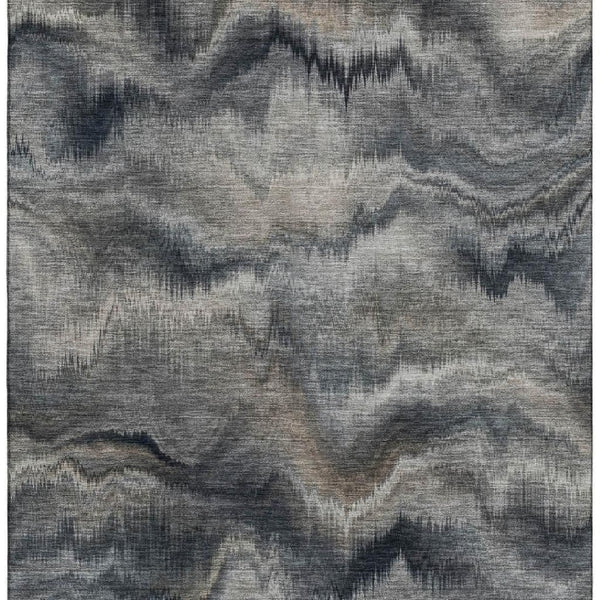 HomeRoots 10' X 14' Gray & Silver Abstract Washable Area Rug - Stain Resistant, UV Protected, Durable Comfort 717644