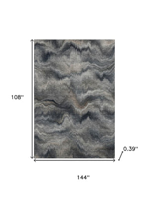HomeRoots 10' X 14' Gray & Silver Abstract Washable Area Rug - Stain Resistant, UV Protected, Durable Comfort 717644