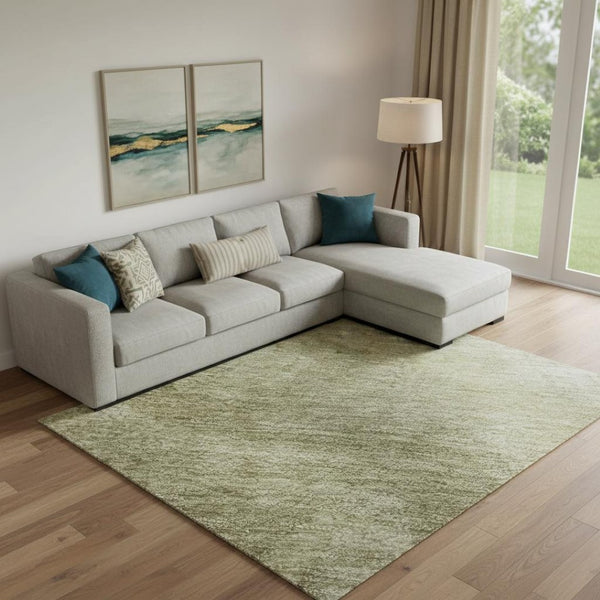 HomeRoots 10' X 14' Sage And Beige Abstract Area Rug - UV Protected, Machine Washable, Kid & Pet Friendly Design 717650