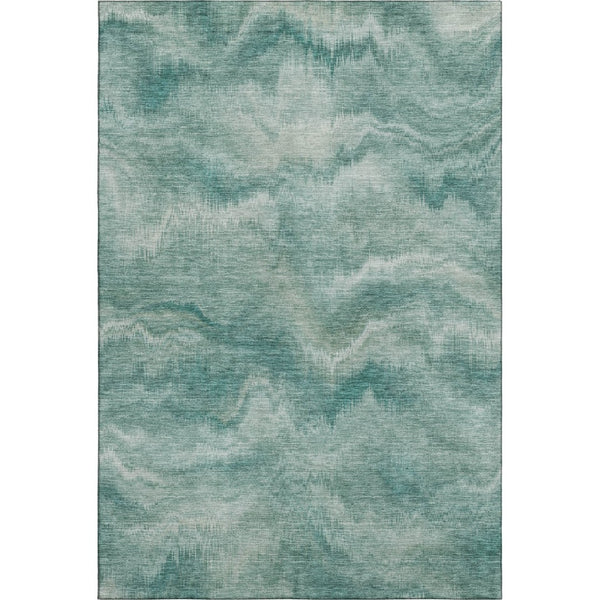 HomeRoots 8' Teal And Ivory Abstract Round Rug – Washable, UV-Protected, Stylish & Durable for Modern Spaces 717653