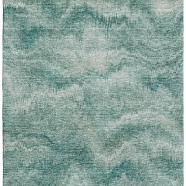 HomeRoots 8' Teal And Ivory Abstract Round Rug – Washable, UV-Protected, Stylish & Durable for Modern Spaces 717653