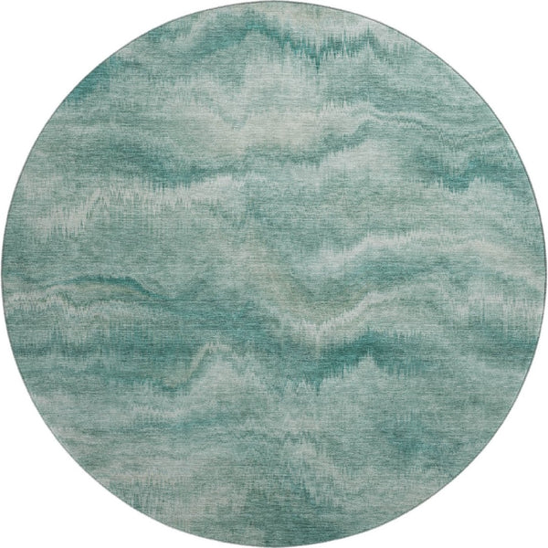 HomeRoots 8' X 10' Teal And Ivory Abstract Area Rug - Washable, UV-Protected, Family-Friendly, Stylish Design 717654