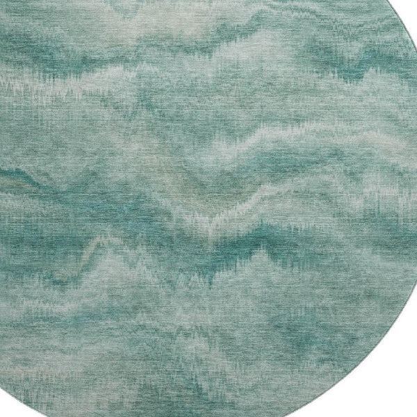 HomeRoots 8' X 10' Teal And Ivory Abstract Area Rug - Washable, UV-Protected, Family-Friendly, Stylish Design 717654