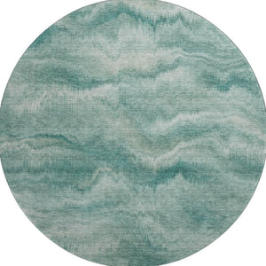 HomeRoots 8' X 10' Teal And Ivory Abstract Area Rug - Washable, UV-Protected, Family-Friendly, Stylish Design 717654