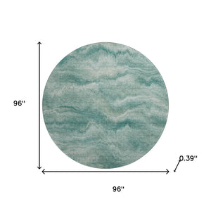 HomeRoots 8' X 10' Teal And Ivory Abstract Area Rug - Washable, UV-Protected, Family-Friendly, Stylish Design 717654