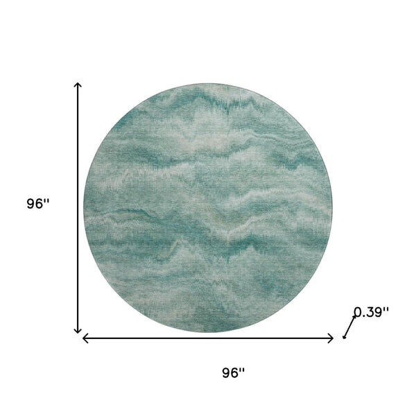 HomeRoots 8' X 10' Teal And Ivory Abstract Area Rug - Washable, UV-Protected, Family-Friendly, Stylish Design 717654