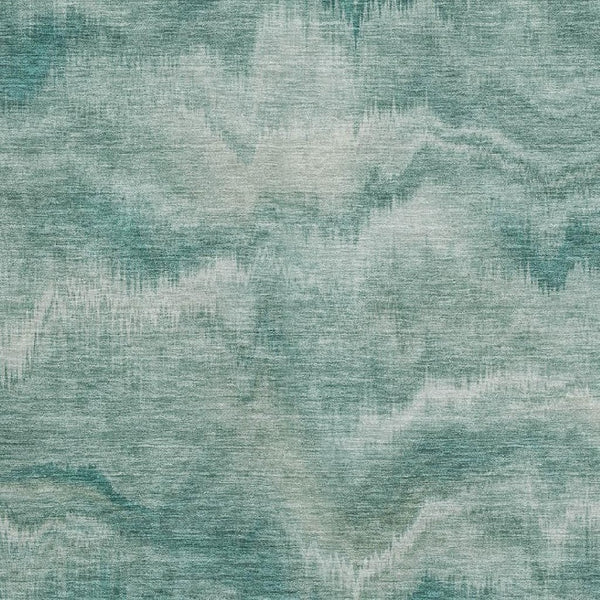 HomeRoots 9' X 12' Teal and Ivory Abstract Area Rug - Washable, UV Protected, Stylish & Durable for High-Traffic Spaces 717655