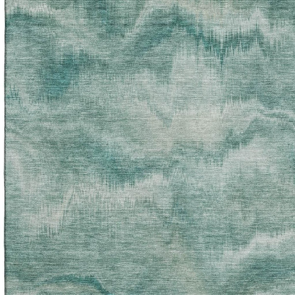 HomeRoots 10' X 14' Teal & Ivory Abstract Area Rug - Washable, UV Protected, Stain-Resistant for Busy Homes 717656