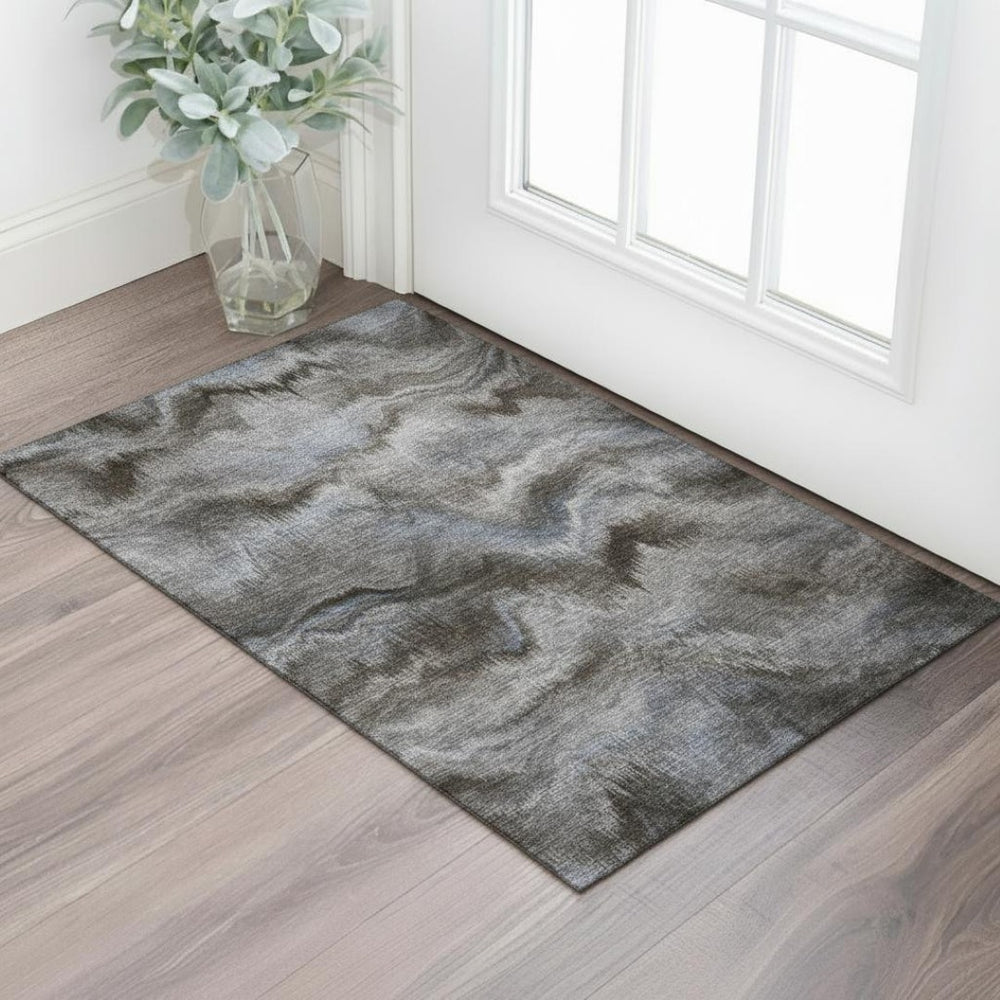 HomeRoots 5' X 8' Contemporary Taupe and Gray Abstract Area Rug - Washable, Stain-Resistant, UV Protected! 717658