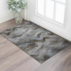HomeRoots 5' X 8' Contemporary Taupe and Gray Abstract Area Rug - Washable, Stain-Resistant, UV Protected! 717658