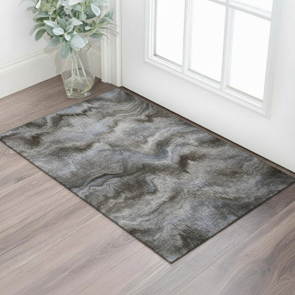HomeRoots 5' X 8' Contemporary Taupe and Gray Abstract Area Rug - Washable, Stain-Resistant, UV Protected! 717658