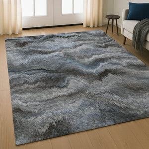 HomeRoots 8' Taupe and Gray Abstract Washable Round Rug - Durable, UV Protected, Easy-Care for Busy Homes! 717659