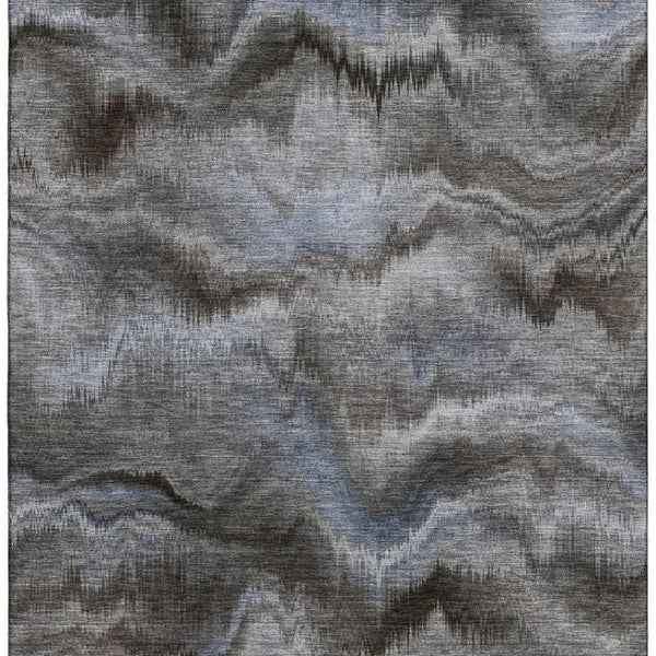 HomeRoots 8' Taupe and Gray Abstract Washable Round Rug - Durable, UV Protected, Easy-Care for Busy Homes! 717659