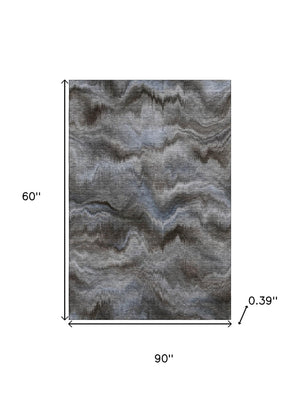 HomeRoots 8' Taupe and Gray Abstract Washable Round Rug - Durable, UV Protected, Easy-Care for Busy Homes! 717659