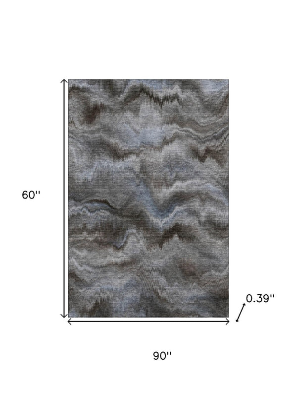 HomeRoots 8' Taupe and Gray Abstract Washable Round Rug - Durable, UV Protected, Easy-Care for Busy Homes! 717659