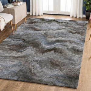HomeRoots 8' Taupe and Gray Abstract Washable Round Rug - Durable, UV Protected, Easy-Care for Busy Homes! 717659