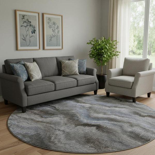 HomeRoots 8' X 10' Washable Taupe & Gray Abstract Area Rug – Durable, Stain Resistant, UV Protected, Non-Slip! 717660