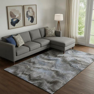 HomeRoots 9' X 12' Stylish Taupe and Gray Abstract Washable Area Rug with UV Protection for Busy Homes 717661