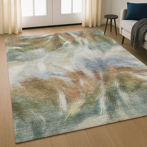 HomeRoots 5' X 8' Beige and Copper Washable Area Rug – Durable, Stylish, UV-Protected for Everyday Living Spaces 717665