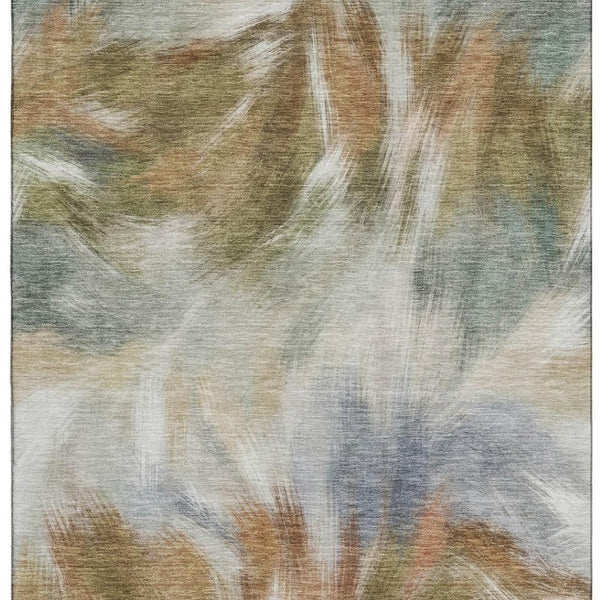 HomeRoots 5' X 8' Beige and Copper Washable Area Rug – Durable, Stylish, UV-Protected for Everyday Living Spaces 717665