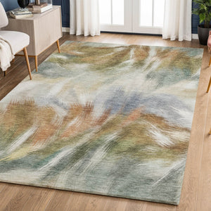 HomeRoots 5' X 8' Beige and Copper Washable Area Rug – Durable, Stylish, UV-Protected for Everyday Living Spaces 717665