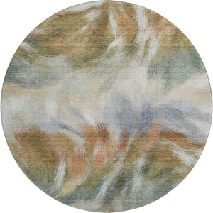 HomeRoots 8' x 10' Beige & Copper Abstract Washable Area Rug - Durable, UV-Protected, Easy-Care Design for Homes 717667
