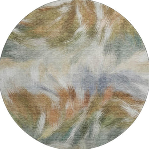 HomeRoots 8' x 10' Beige & Copper Abstract Washable Area Rug - Durable, UV-Protected, Easy-Care Design for Homes 717667
