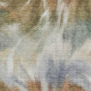 HomeRoots 9' X 12' Beige and Copper Abstract Area Rug – Washable, UV Protected, Stain Resistant for Modern Homes 717668