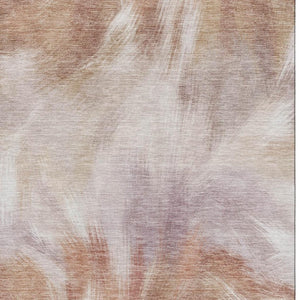 HomeRoots 8' Copper and Ivory Abstract Round Rug – Washable, UV Protected, Durable, Perfect for High-Traffic Areas 717672