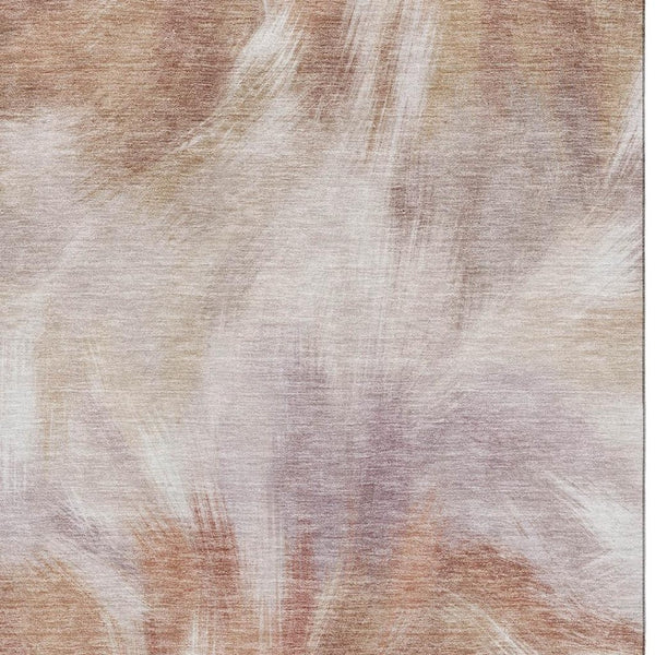 HomeRoots 8' Copper and Ivory Abstract Round Rug – Washable, UV Protected, Durable, Perfect for High-Traffic Areas 717672