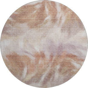 HomeRoots 8' X 10' Copper and Ivory Abstract Washable Area Rug with UV Protection - Stylish, Durable, Easy-Care 717673