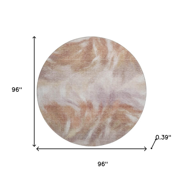 HomeRoots 8' X 10' Copper and Ivory Abstract Washable Area Rug with UV Protection - Stylish, Durable, Easy-Care 717673