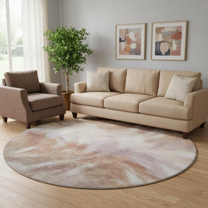 HomeRoots 8' X 10' Copper and Ivory Abstract Washable Area Rug with UV Protection - Stylish, Durable, Easy-Care 717673
