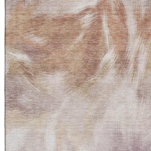 HomeRoots 9' X 12' Copper & Ivory Abstract Area Rug - Machine Washable, UV Protected, Durable for Busy Homes 717674