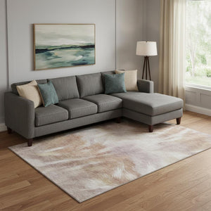 HomeRoots 9' X 12' Copper & Ivory Abstract Area Rug - Machine Washable, UV Protected, Durable for Busy Homes 717674