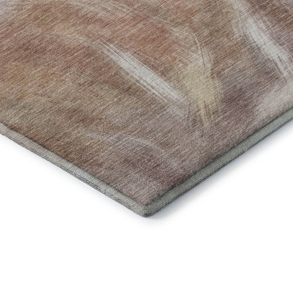 HomeRoots 10' X 14' Copper and Ivory Abstract Area Rug - Durable, Washable, UV-Protected for Busy Homes 717675