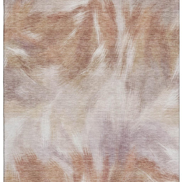 HomeRoots 10' X 14' Copper and Ivory Abstract Area Rug - Durable, Washable, UV-Protected for Busy Homes 717675
