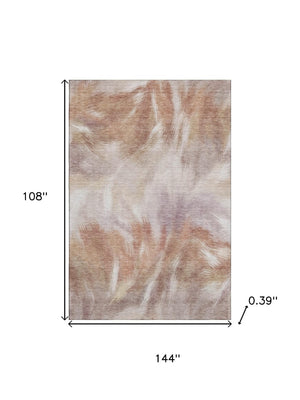 HomeRoots 10' X 14' Copper and Ivory Abstract Area Rug - Durable, Washable, UV-Protected for Busy Homes 717675