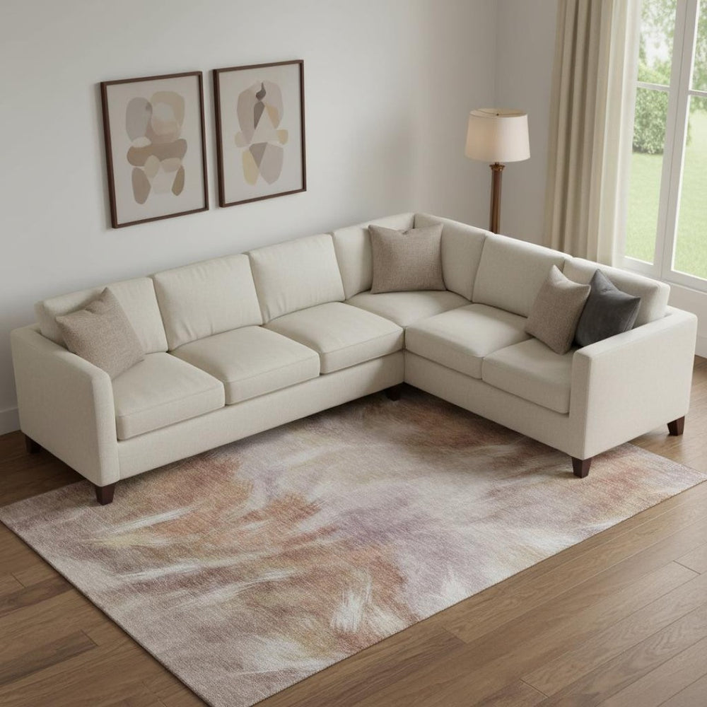 HomeRoots 10' X 14' Copper and Ivory Abstract Area Rug - Durable, Washable, UV-Protected for Busy Homes 717675